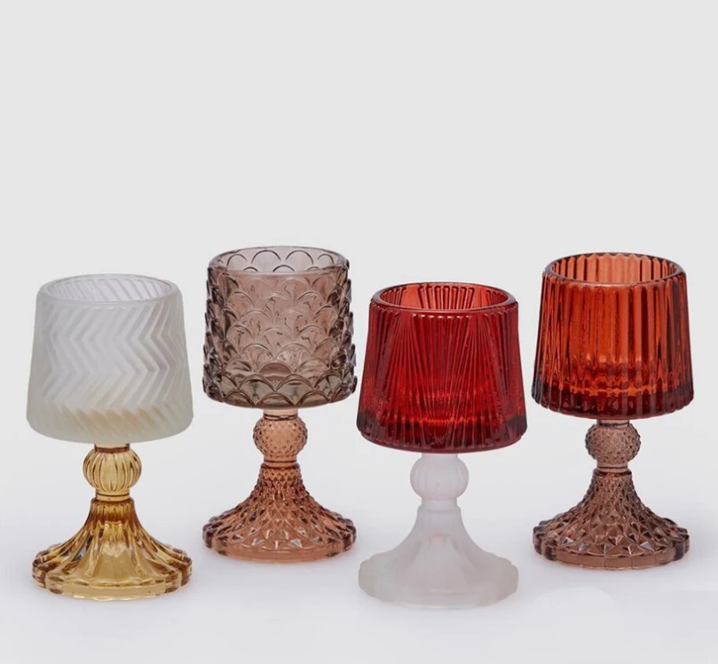 Portacandela lampada in vetro - 4 varianti - H.15x8 cm - EDG