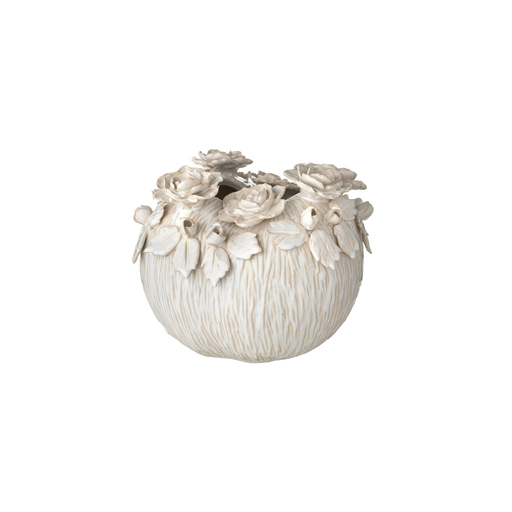 Vaso in ceramica con rose - H.20x26x26 cm - L'Arte di Nacchi