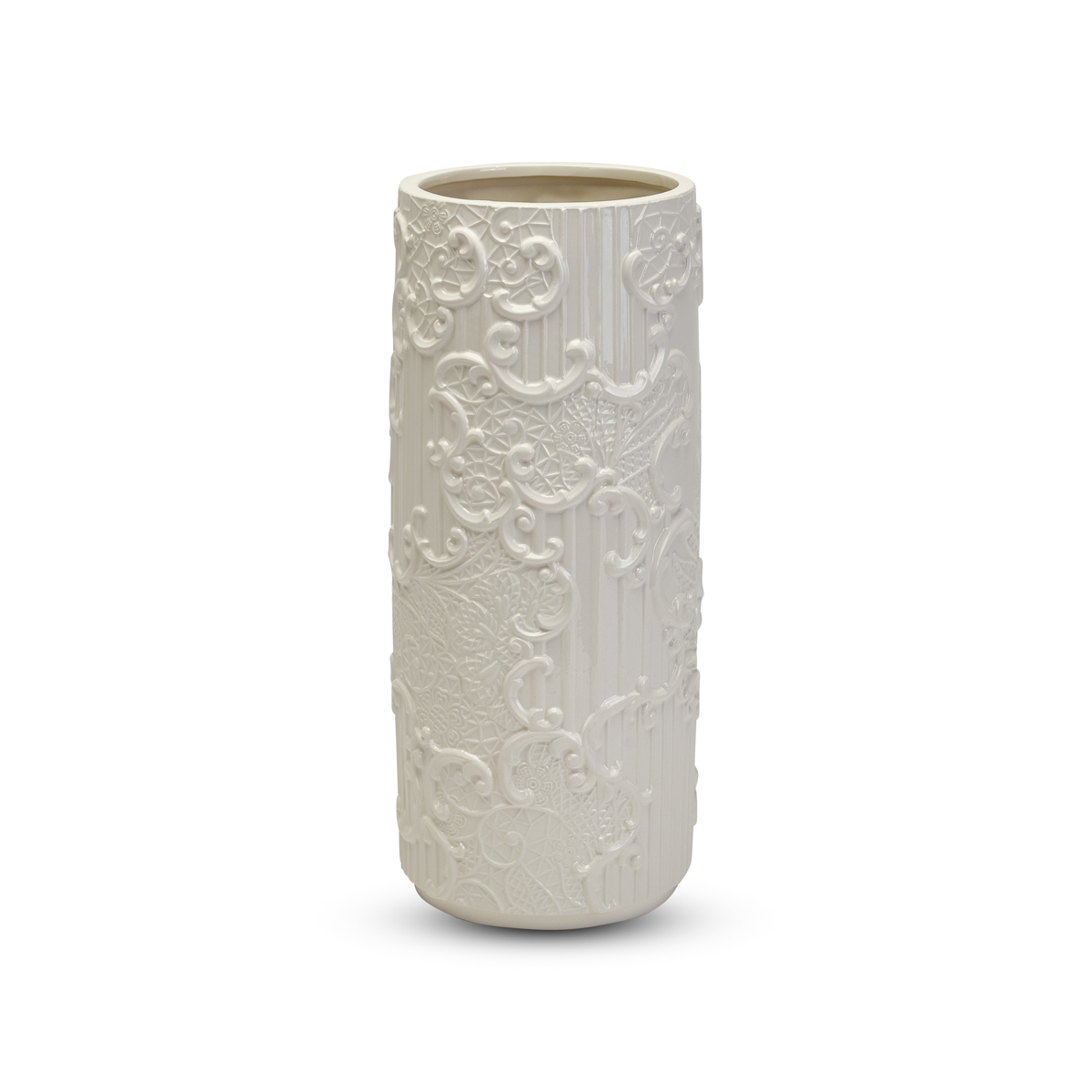 Vaso cilindrico  in porcellana linea Dentelle - H.33x13.5cm - Henriette
