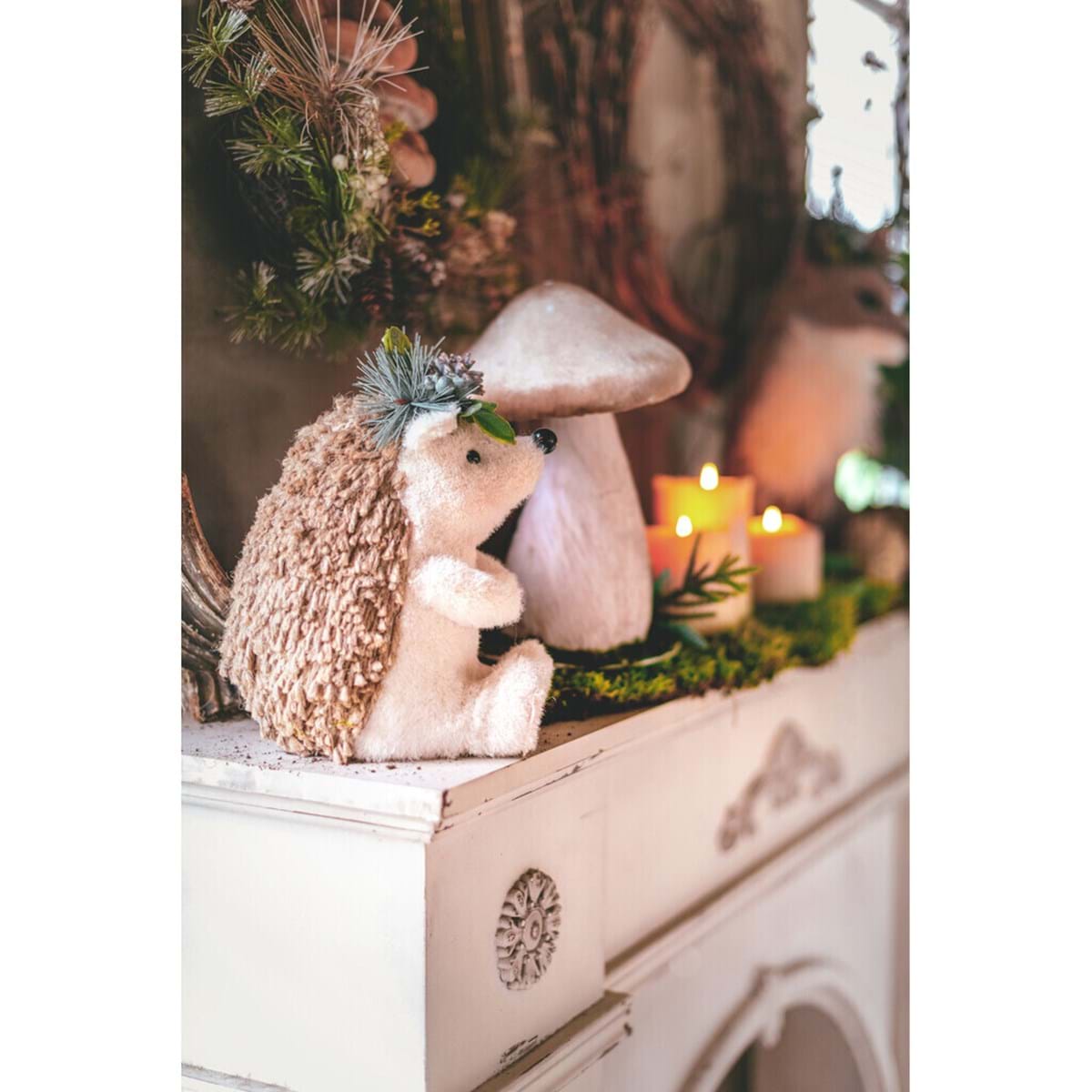 Riccio decorativo in polistirolo e pelliccia - 18x14x22 cm - Collezione