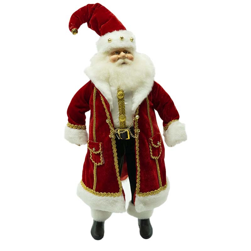 Babbo Natale con Cappotto Rosso e Oro  - H.45 cm