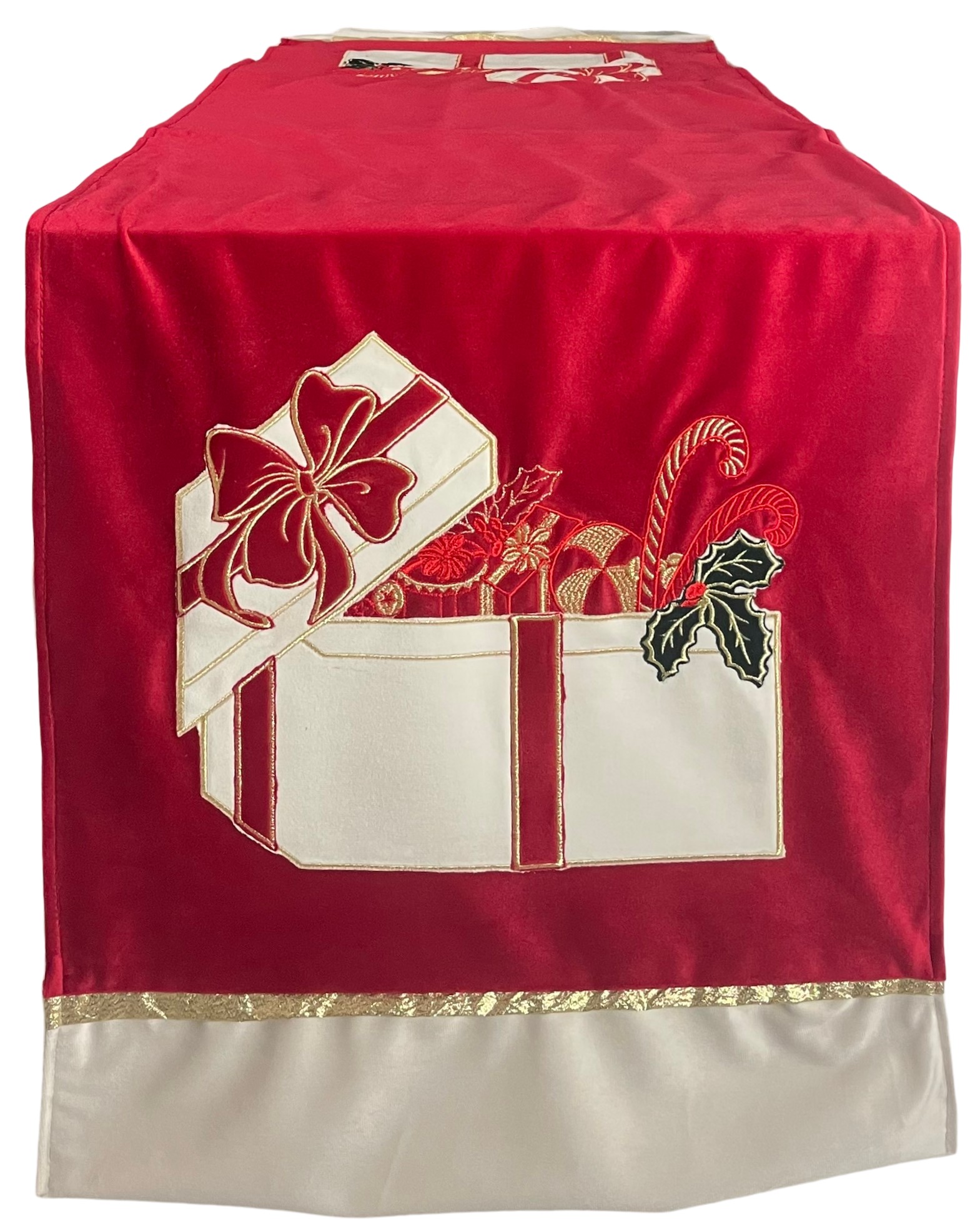 Runner in velluto con ricamo pacco regalo  - 46x150 cm - 3 varianti - Fiorentino Home