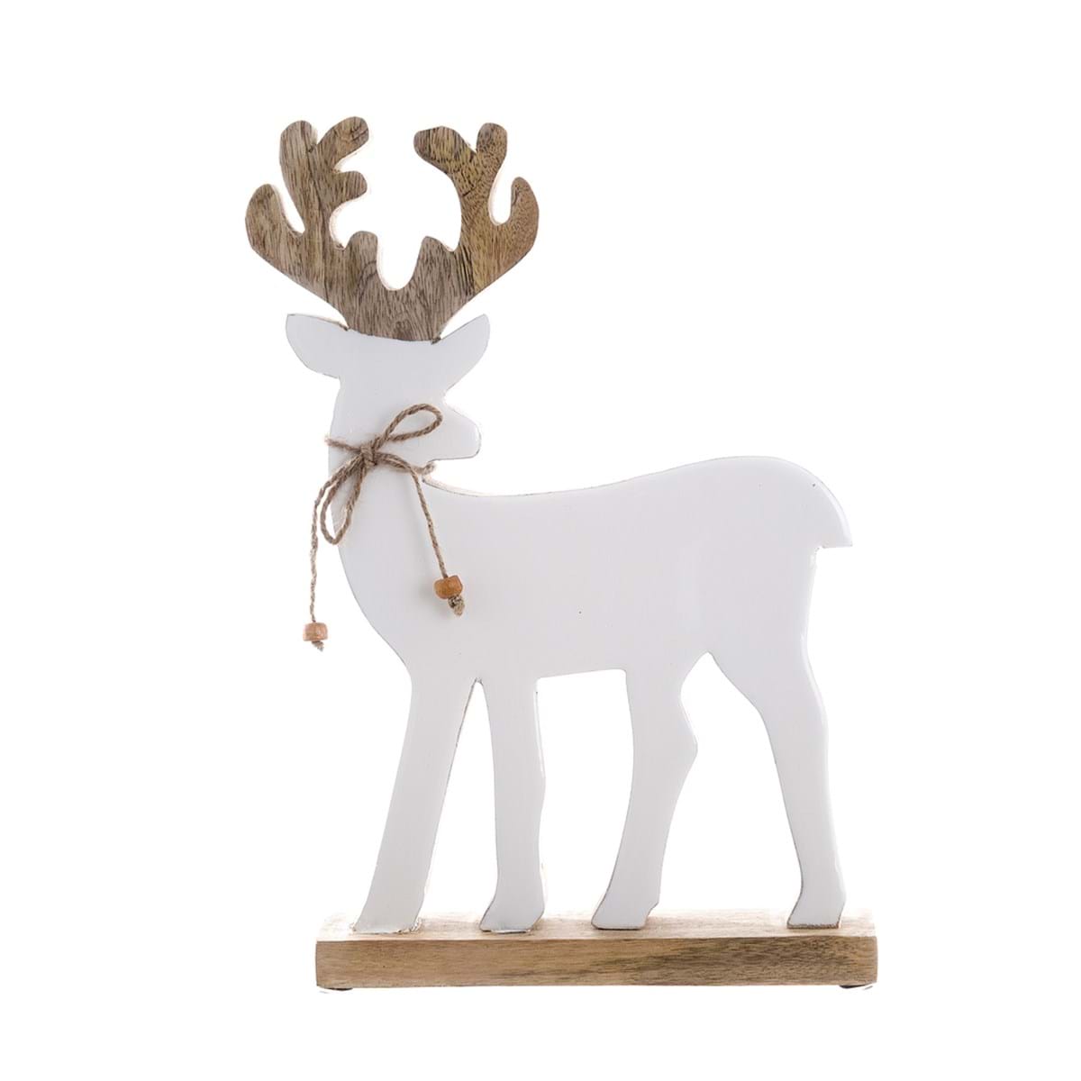 Decoro renna da appoggio in legno di mango - Collezione Agrifoglio - 31x6x43 cm - Blanc Mariclo