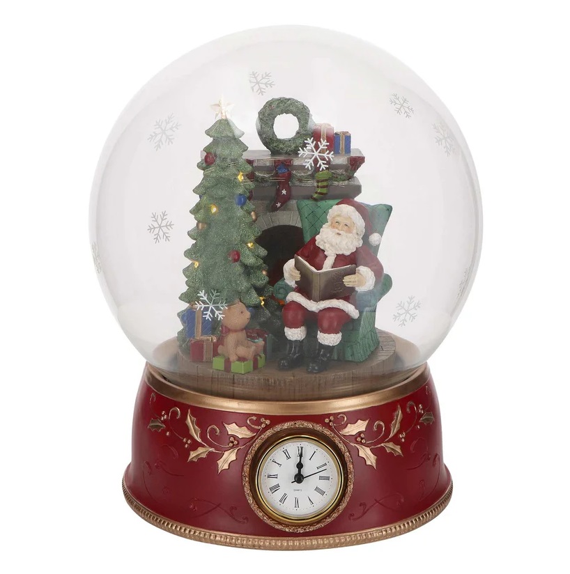 Carillon Palla di neve con luci e musica c/orologio - H.37x30 cm -Timstor