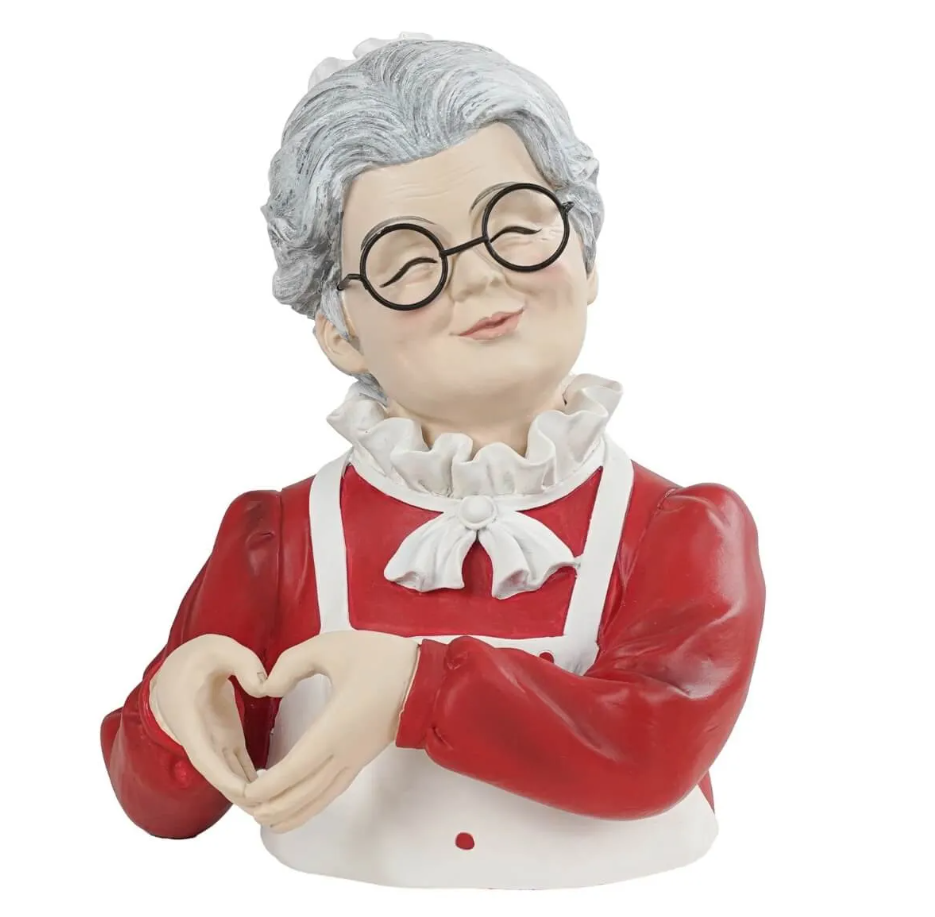 Busto mamma Natale c/mani a cuoricino in resina - H.23x19 cm - Stile'