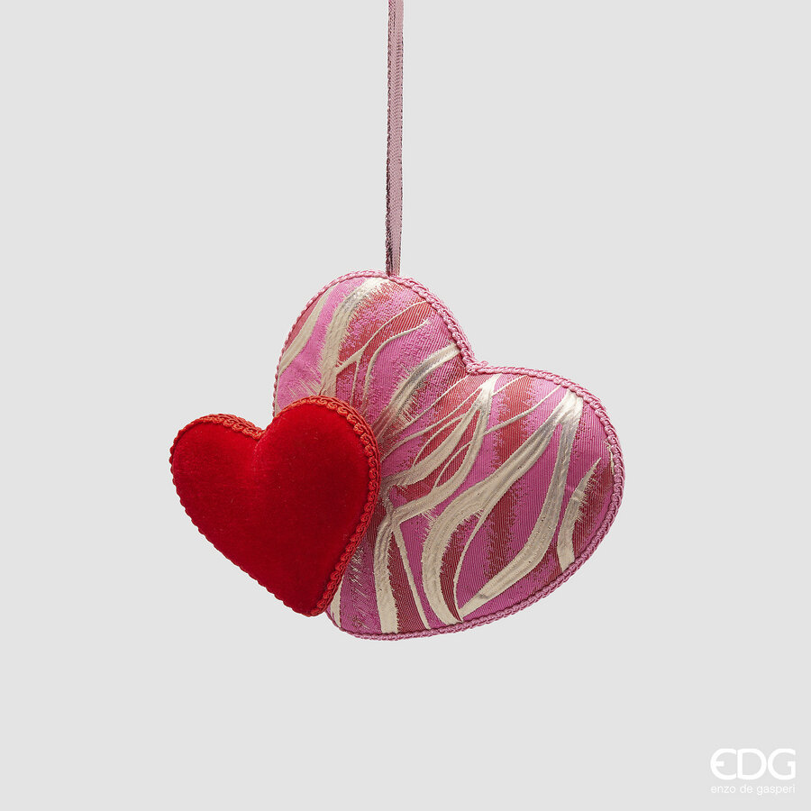 Decoro da appendere due cuori - H.18x22 cm - EDG