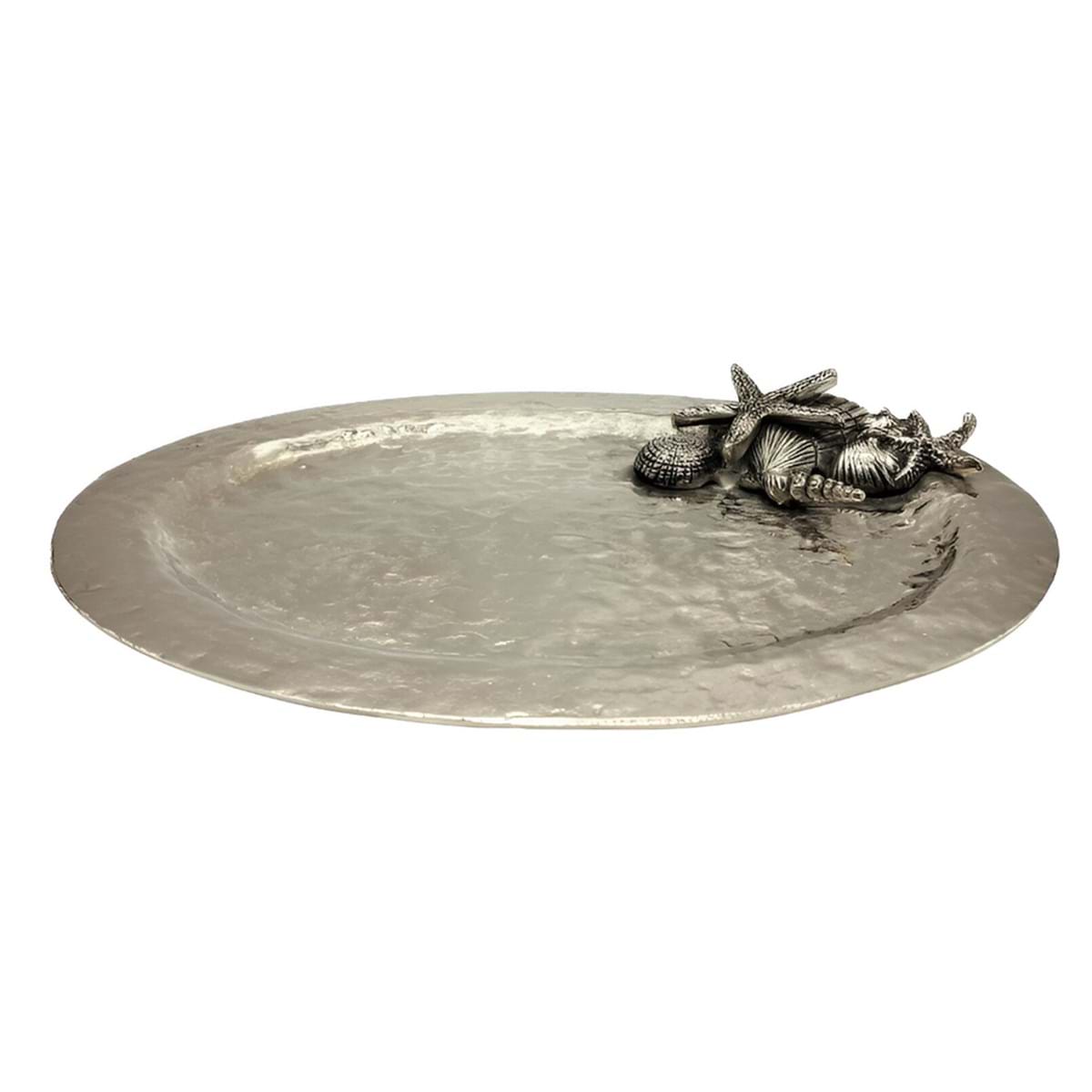 Svuota tasche / centrotavola in alluminio nichelato - Aurea Collection - 46X33X4 cm - Blanc Mariclo