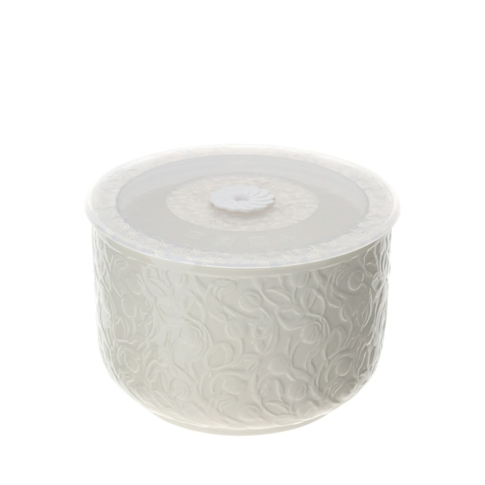 Contenitore ermetico in porcellana bianca tulipani - diam.15x10 cm - Hervit