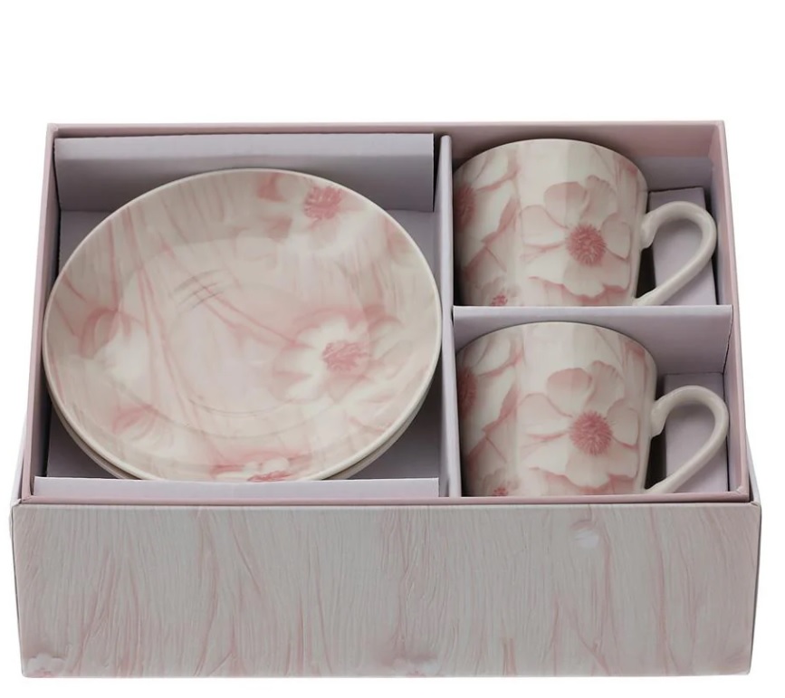 Set 2 tazzine da caffè c/piattino in porcellana vari colori - 8x6 cm - Linea Summerland - Hervit